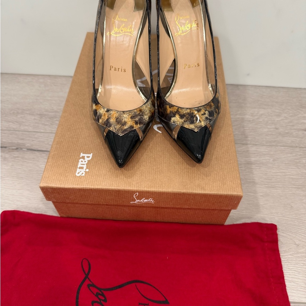Christian Louboutin Leopard and Black Heels